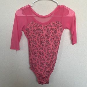 Pink Floral 3/4 Sleeve leotard